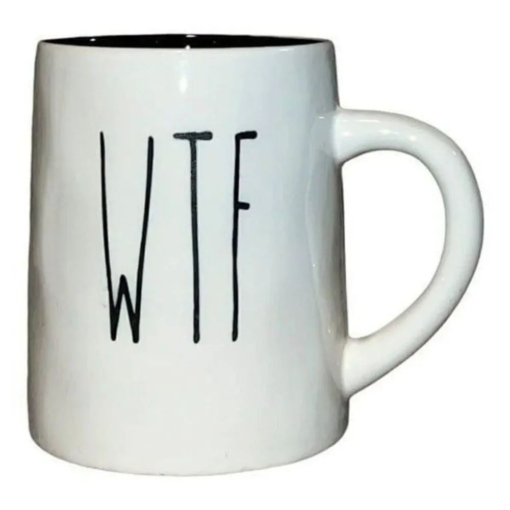 Simply Too Shabby Ceramic AF WTF Letters Ceramic Coffee Mug EUC